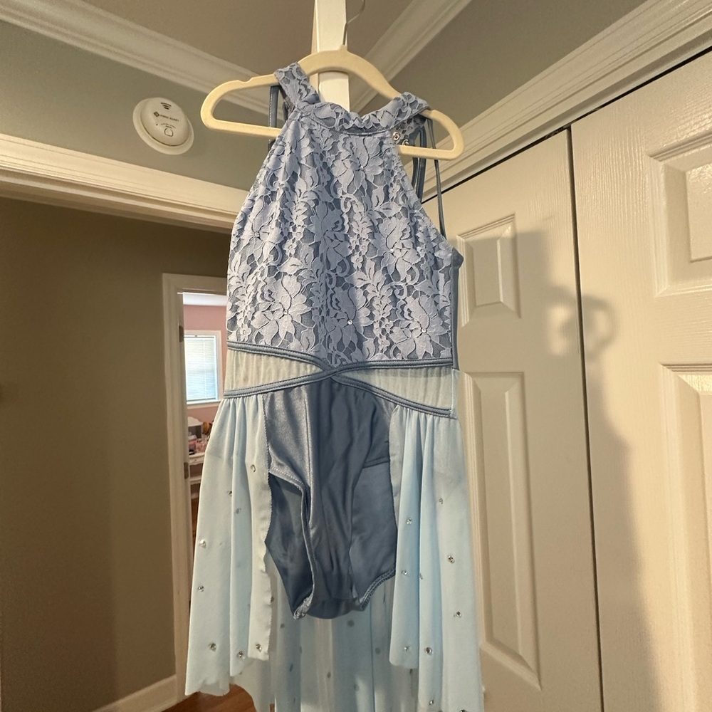 Light Blue Lace Halter Dress